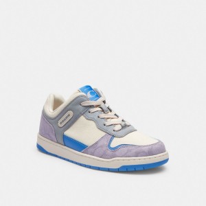Basket Coach C201 Low Top Sneaker In Signature Canvas Femme Violette | LDXJEVB-71