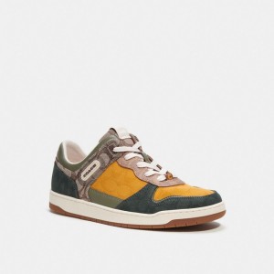 Basket Coach C201 Sneaker In Mixed Signature Fabric Homme Vert | HSEDRNA-80