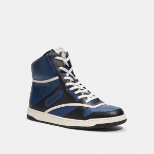 Basket Coach C202 High Top Sneaker Homme Bleu Foncé | EAJGFHV-61