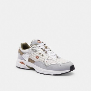Basket Coach C301 Sneaker Homme Blanche Grise | XWUVRNO-32