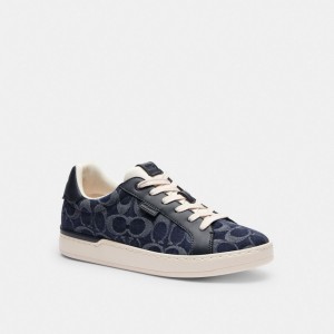 Basket Coach Lowline Low Top Sneaker In Signature Denim Femme Bleu | TVIOFMH-49
