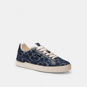 Basket Coach Lowline Low Top Sneaker In Signature Denim Homme Bleu | UANHBKY-34