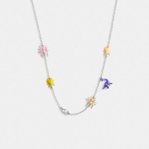 Bijoux Coach Bug Charm Necklace Femme Argent Multicolore | HGERIVJ-96