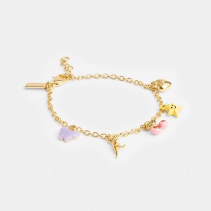 Bijoux Coach Cherry And Heart Charm Bracelet Femme Doré Multicolore | MGOEBKV-36
