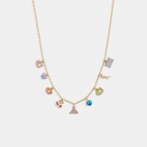 Bijoux Coach Cherry And Heart Charm Necklace Femme Doré Multicolore | YTZXOIW-18