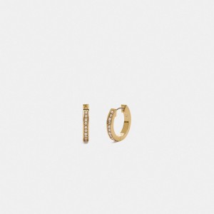 Bijoux Coach Classic Crystal Pearl Huggie Earrings Femme Doré | AMUBWGC-02