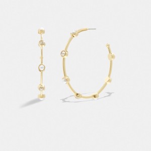 Bijoux Coach Classic Pearl Large Hoop Earrings Femme Doré | AIMWNDY-19