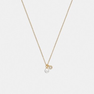 Bijoux Coach Classic Pearl Pendant Necklace Femme Doré | FULWEVQ-43