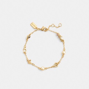 Bijoux Coach Garden Charms Bracelet Femme Doré Multicolore | MTEUCLR-96