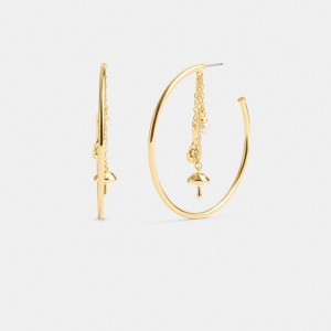 Bijoux Coach Garden Charms Hoop Earrings Femme Doré | RJADIKB-90