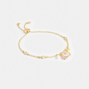 Bijoux Coach Garden Charms Slider Bracelet Femme Doré Multicolore | TRWLICJ-93