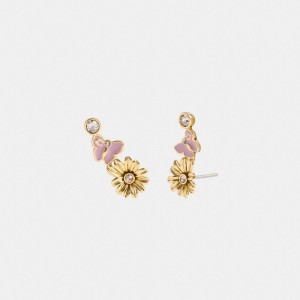 Bijoux Coach Garden Charms Stud Earrings Femme Doré Multicolore | SAGENUF-85