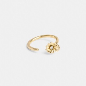 Bijoux Coach Garden Flower Ring Femme Doré | HCKXZBE-76
