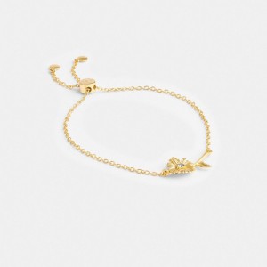 Bijoux Coach Garden Flower Slider Bracelet Femme Doré | GBNYMCZ-37