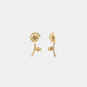 Bijoux Coach Garden Flower Stem Stud Earrings Femme Doré | FKHCDQY-72