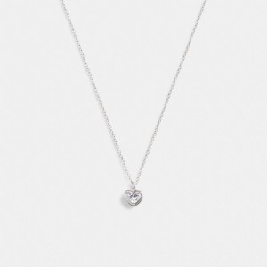 Bijoux Coach Halo Heart Pendant Necklace Femme Argent | RPAWGHL-49