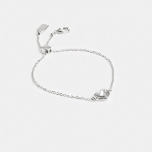 Bijoux Coach Halo Heart Slider Bracelet Femme Argent | YWJOCMZ-65