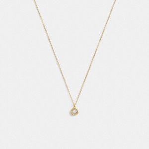 Bijoux Coach Halo Round Pendant Necklace Femme Doré | BVYKTQJ-30