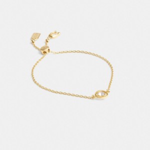 Bijoux Coach Halo Round Slider Bracelet Femme Doré | RLOEXDA-02
