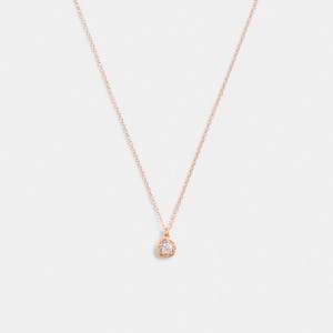 Bijoux Coach Halo Tea Rose Pendant Necklace Femme Rose Doré | PCKTJYO-36