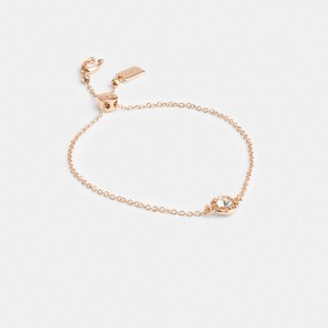 Bijoux Coach Halo Tea Rose Slider Bracelet Femme Rose Doré | OMILQXB-18