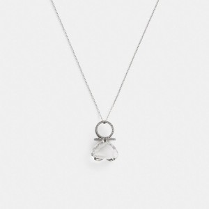 Bijoux Coach Heart Gemstone Ring Pendant Necklace Femme Argent | MYGJWIU-59