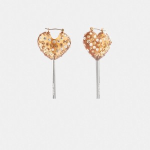 Bijoux Coach Heart Lollipop Earrings Femme Argent Doré | SYVCUJK-68