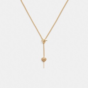 Bijoux Coach Heart Lollipop Lariat Necklace Femme Doré | DUCGVYI-13