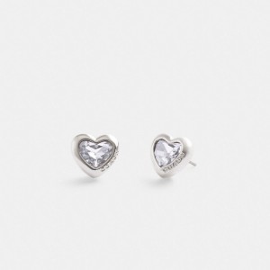 Bijoux Coach Heart Stud Earrings Femme Argent | OVIGNFA-58