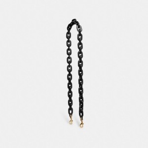 Bijoux Coach Leather Covered Chain Strap Femme Noir | VQMLJDY-72