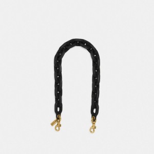 Bijoux Coach Leather Covered Short Chain Strap Femme Noir | ZUYHCFE-46