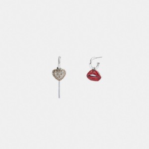 Bijoux Coach Lollipop And Lips Mismatch Earrings Femme Argent Multicolore | EHWATUS-69