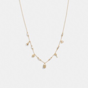 Bijoux Coach Mini Iconic Charm Necklace Femme Doré | FLYXJBQ-25