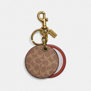 Bijoux Coach Mirror Bag Charm In Signature Canvas Femme Marron Rouge | QDOSKXW-14