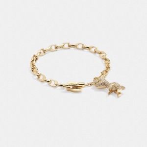 Bijoux Coach Pave Rexy Signature Chain Bracelet Femme Doré | WBERHAL-02