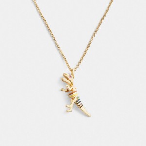Bijoux Coach Skeletal Rexy Long Pendant Necklace Femme Doré Multicolore | WVHQELA-24