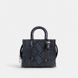Cartable Coach Rogue 20 In Python Femme Argent Bleu Foncé | MCUWIHR-13