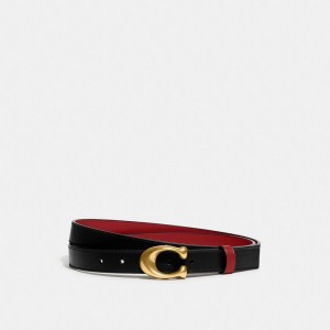 Ceintures Coach Sculpted C Buckle Cut To Size Reversible Belt, 25 Mm Femme Noir Rouge | KZLGSHV-57