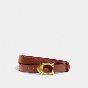 Ceintures Coach Sculpted C Buckle Cut To Size Reversible Belt, 32 Mm Femme Rouge | MUHXEGK-67