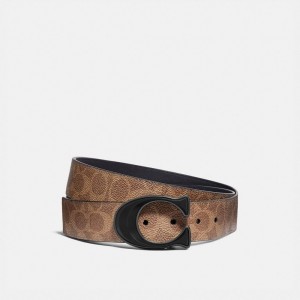 Ceintures Coach Signature Buckle Cut To Size Reversible Belt, 38 Mm Homme Kaki Noir | VSZOEAI-61
