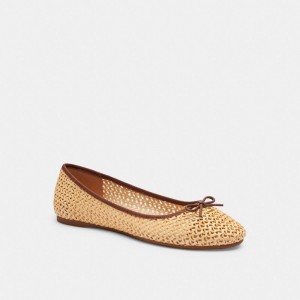 Chaussure Plate Coach Abigail Flat Femme Beige | QRGEHFJ-58