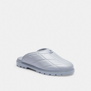 Chaussure Plate Coach Alyssa Clog With Quilting Femme Grise Bleu | NTZWVUC-86
