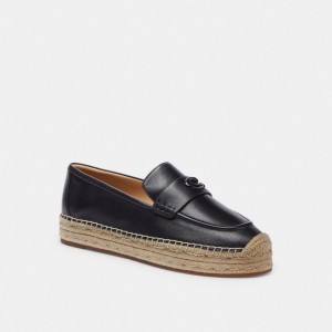 Chaussure Plate Coach Camilla Espadrille Femme Noir | LUSQXMH-18