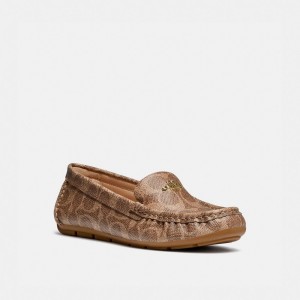 Chaussure Plate Coach Marley Driver Femme Marron | KNYMGZR-27