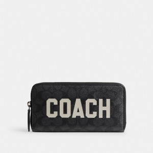 Grands Portefeuilles Coach Accordion Wallet In Signature Canvas With Graphic Homme Grise Multicolore | QBIOXNV-54