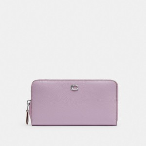 Grands Portefeuilles Coach Accordion Zip Wallet Femme Argent Violette | BXRNCHS-57