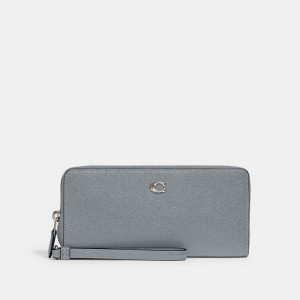 Grands Portefeuilles Coach Continental Wallet Femme Argent Grise Bleu | LGEXQMA-98