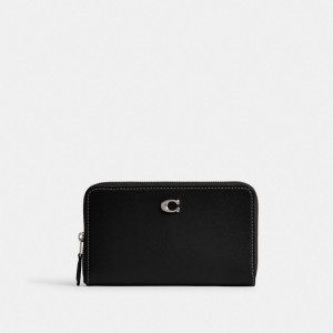 Grands Portefeuilles Coach Essential Medium Zip Around Wallet Femme Argent Noir | BHTVPOZ-17