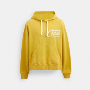 Hauts Coach Americana Hoodie Homme Jaune | TPFQSJX-67