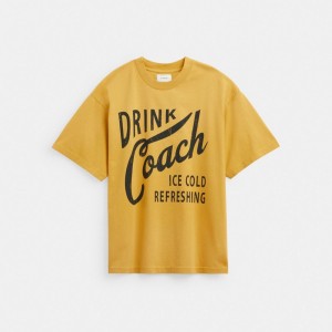 Hauts Coach Americana T Shirt Homme Jaune | BPNLOKY-07